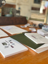 Load image into Gallery viewer, Tea and Toast letter subscription bundle with handwritten letter, illustrated postcard and writing prompts card
