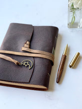 Load image into Gallery viewer, Notebook Brown Leather with Leather Strap Handmade
