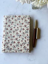Load image into Gallery viewer, Notebook A6 Cream with Red, Black and White Fabric Handmade
