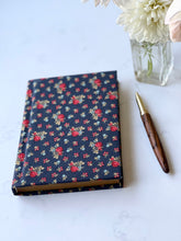 Load image into Gallery viewer, Letter Writers Notebook A6 Navy Fabric Handmade

