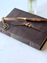 Load image into Gallery viewer, Notebook Brown Leather with Leather Strap Handmade
